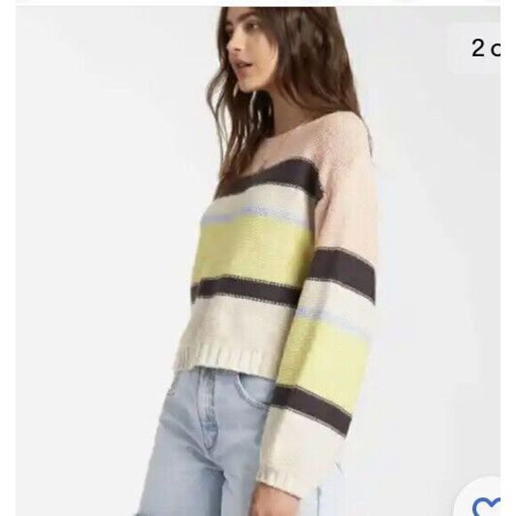 Billabong Sweater Striped Slouchy Fit Cotton Pullover Women M Long Sleeve - Picture 9 of 13